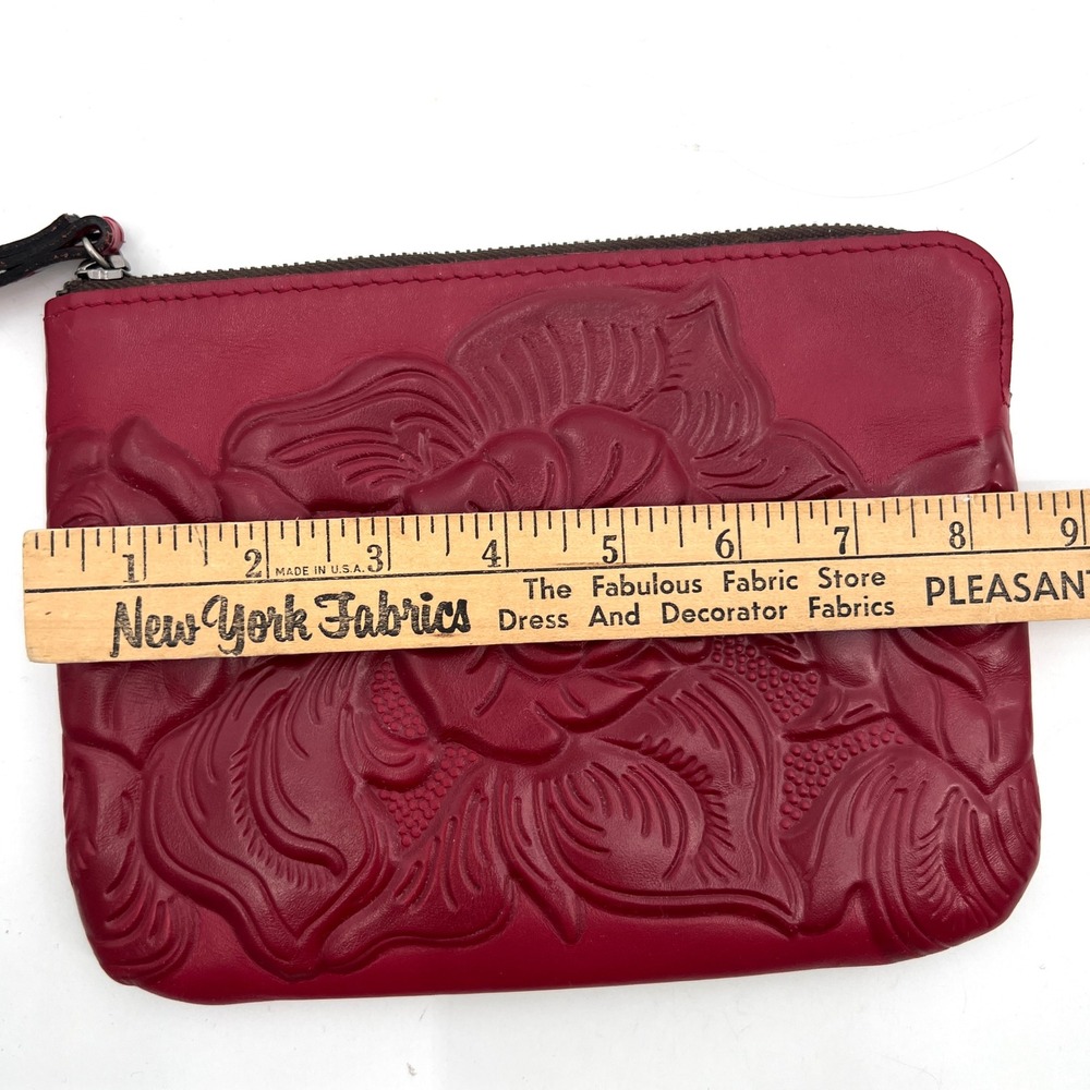 Patricia Nash Cassini‎ Wristlet Rose Red Tooled Leather Floral Western - Picture 7 of 9